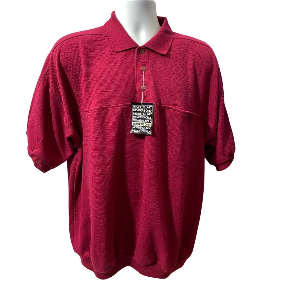 VINTAGE MEMBERS ONLY RED POLO — Cotton Blend NWT Deadstock Men's XL